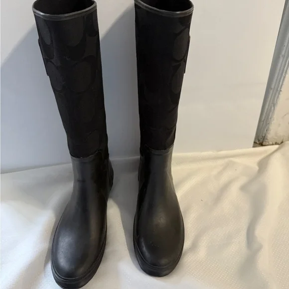 Coach Black Patterned Winter Boots - Picture 1 of 6